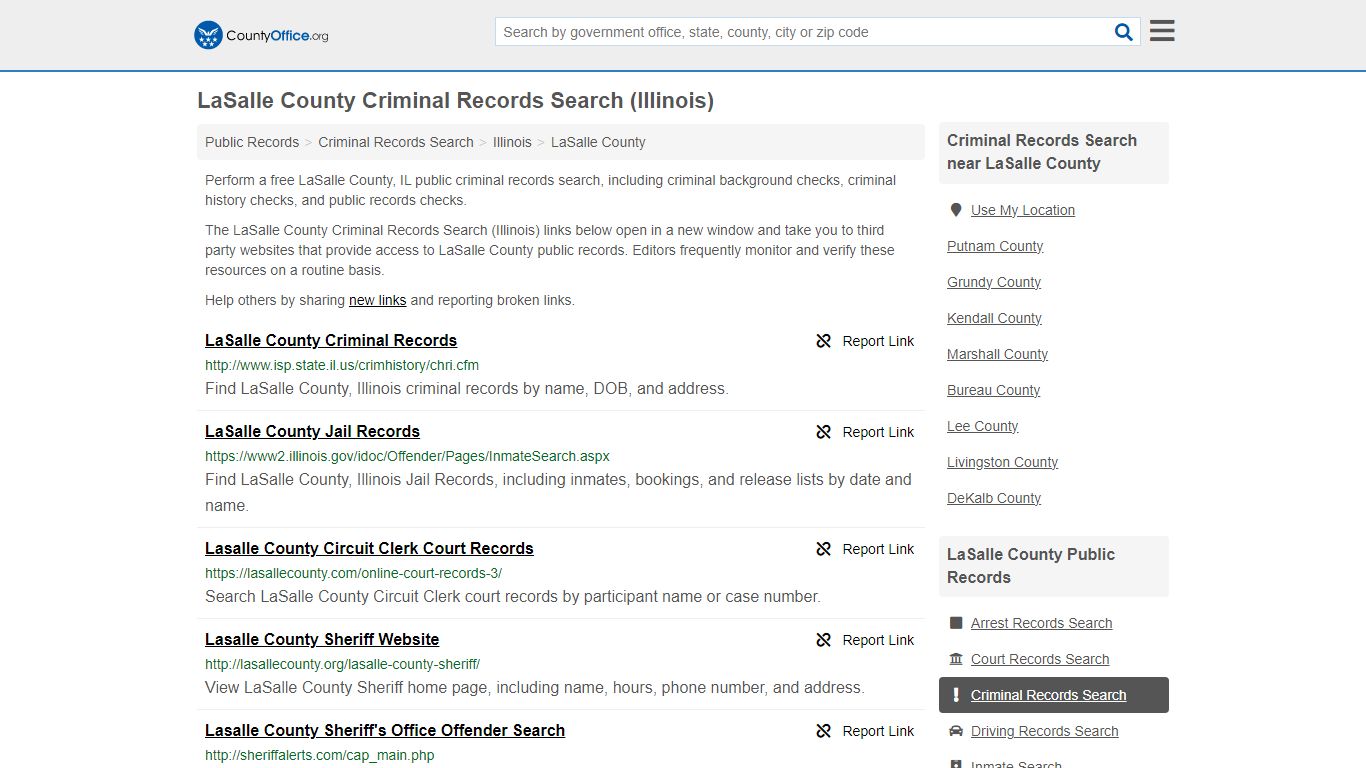 LaSalle County Criminal Records Search (Illinois) - County Office
